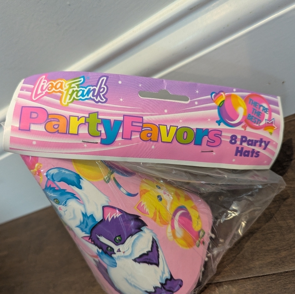 Lisa Frank Vintage 90s Party Hats 8 Pack- Kitten Love Balloon Party Supplies - Picture 2 of 5